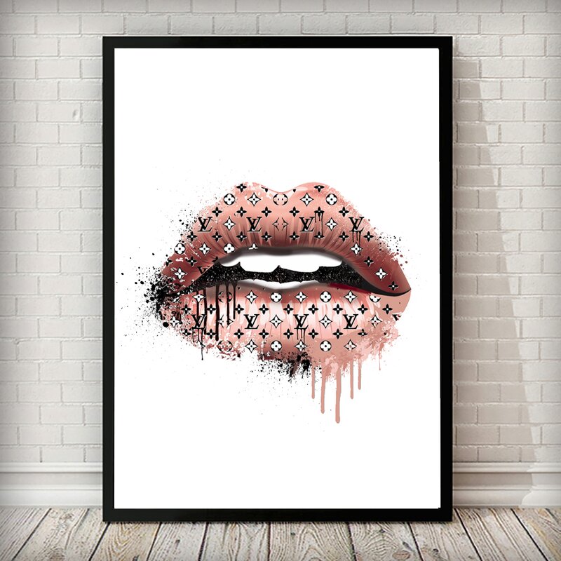 East Urban Home 'LV Lips' Framed Graphic Art Print